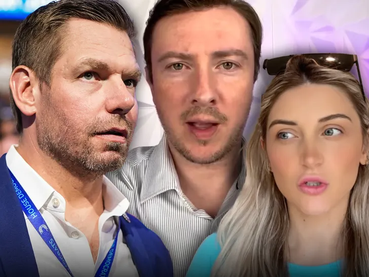 Composite of Rep. Eric Swalwell, Ally Sammarco, and Adam Parkhomenko.