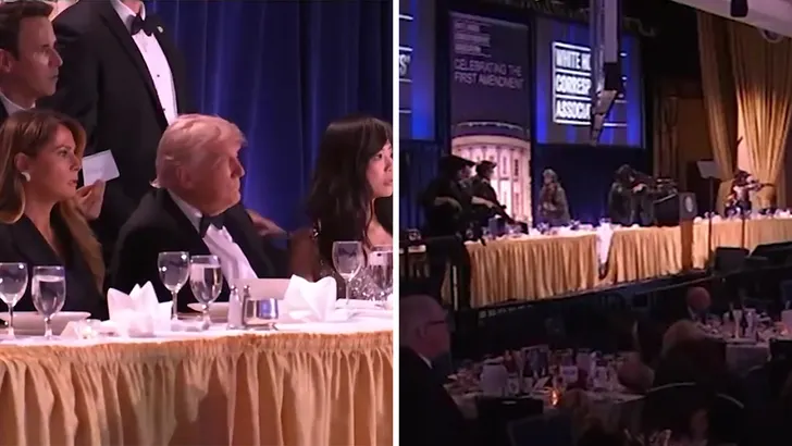 C-SPAN stills showing the president being moved by Secret Service during the WHCD incident