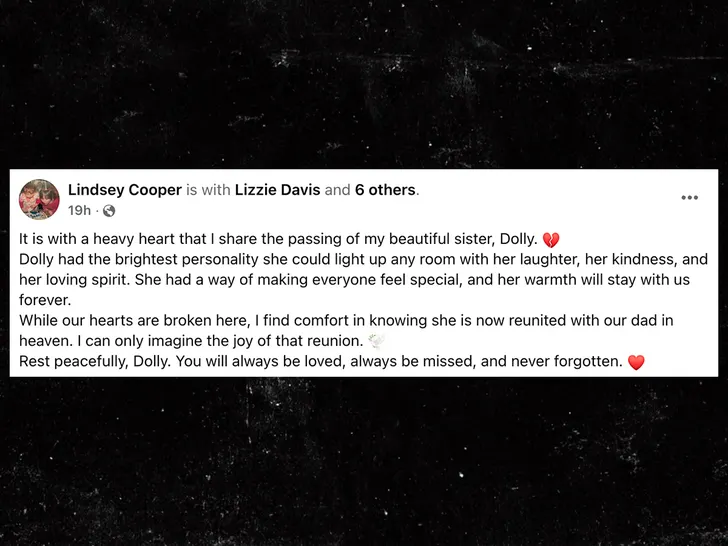 Family's Facebook tribute post announcing Dolly Martinez's death