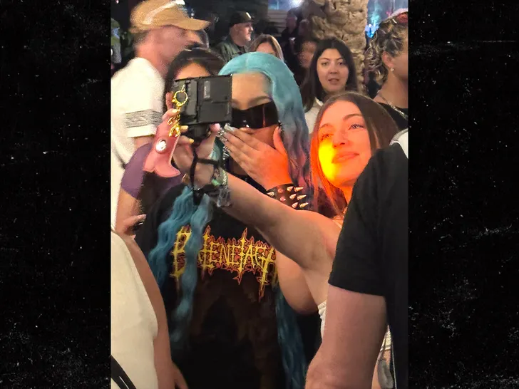 North West takes a selfie with a fan during Coachella 2026 in Indio, California