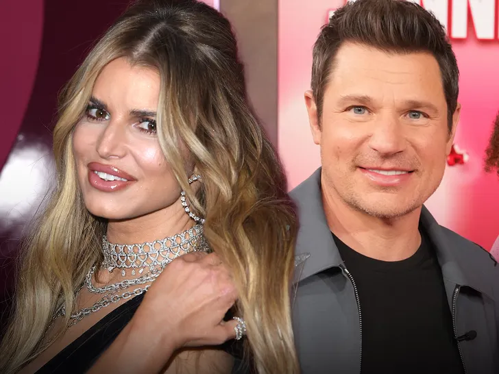 Side-by-side portraits of Nick Lachey and Jessica Simpson.