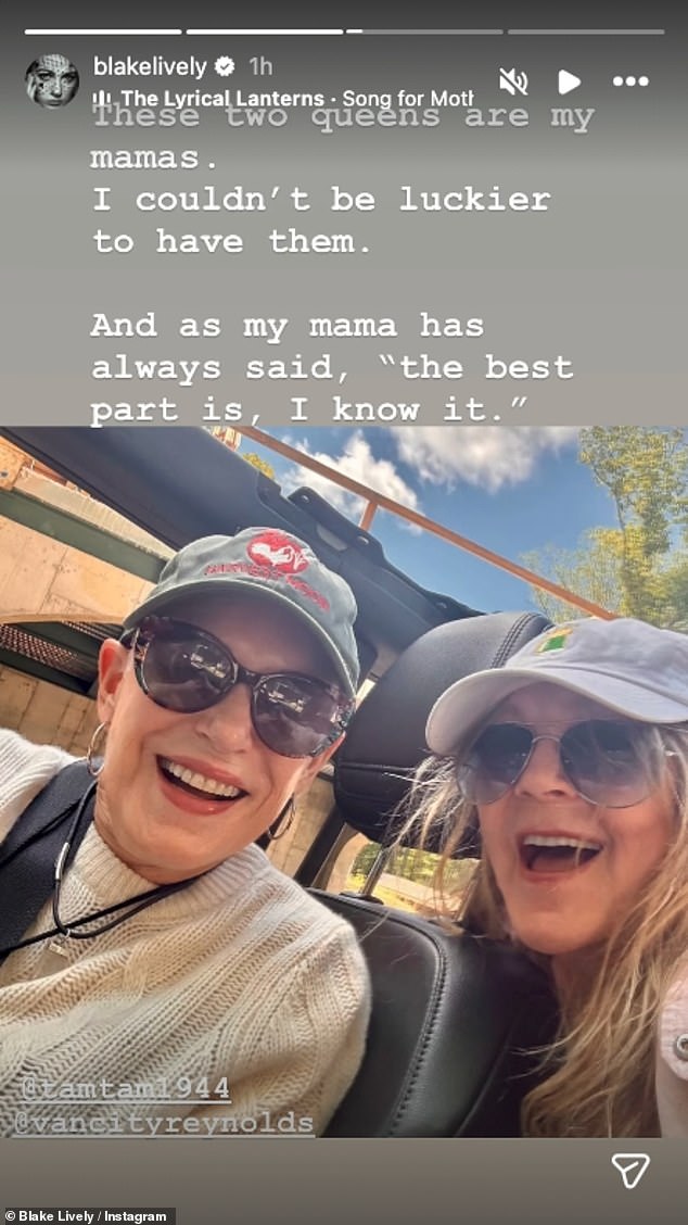 Blake Lively's Instagram Story honoring her mother Elaine and mother-in-law Tammy Reynolds, calling them 'these two queens'.