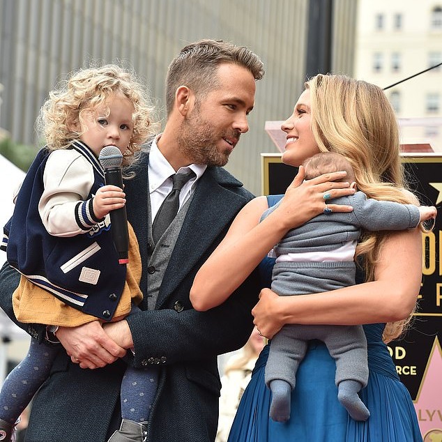 Reynolds and Lively, who got married in 2012, share daughters James, 11, Inez, nine, and Betty, six, as well as son Olin, three; Pictured with James and Inez in 2016 - Daily Mail US