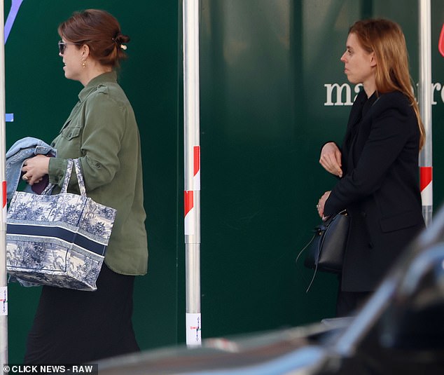 Princesses Eugenie (left) and Beatrice (right) after lunch at Soho Mews House in Mayfair last Thursday
