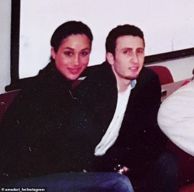 Meghan's former classmate recently shared a throwback snap on Instagram from her days at Northwestern University during a salsa class. She is pictured far left. It was not known she had a godson with a friend she made there - Daily Mail US