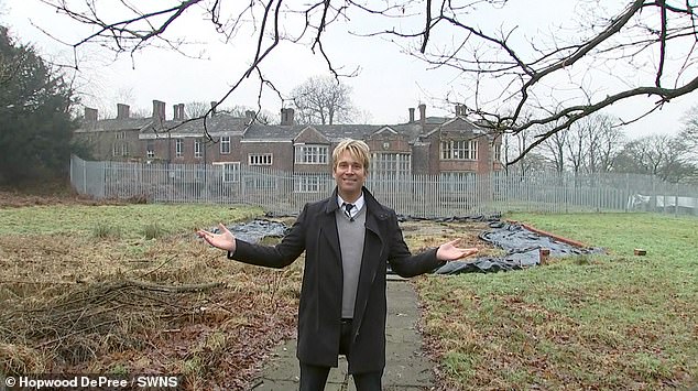 Hopwood DePree outside Hopwood Hall during early restoration in 2017