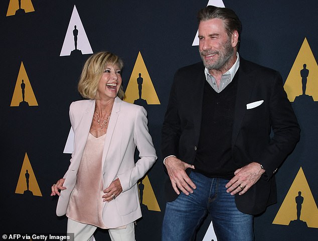 Olivia Newton-John and John Travolta at the 40th anniversary of Grease in August 2018.