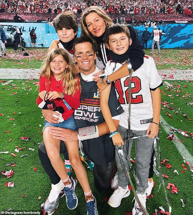 Gisele Bundchen with the children she shares with Tom Brady; reports said she was unhappy with the roast's impact on their family