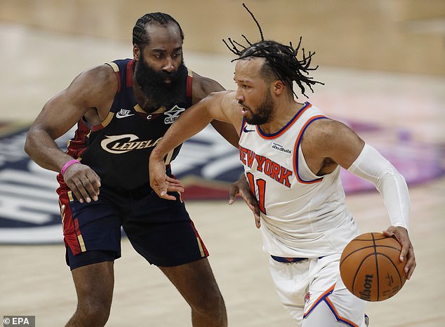 Knicks guard Jalen Brunson drives against Cleveland during the Eastern Conference Finals.