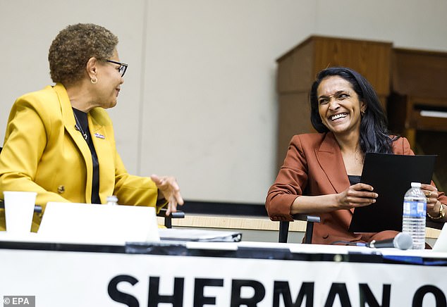 Los Angeles Mayor Karen Bass and Councilmember Nithya Raman at a public event
