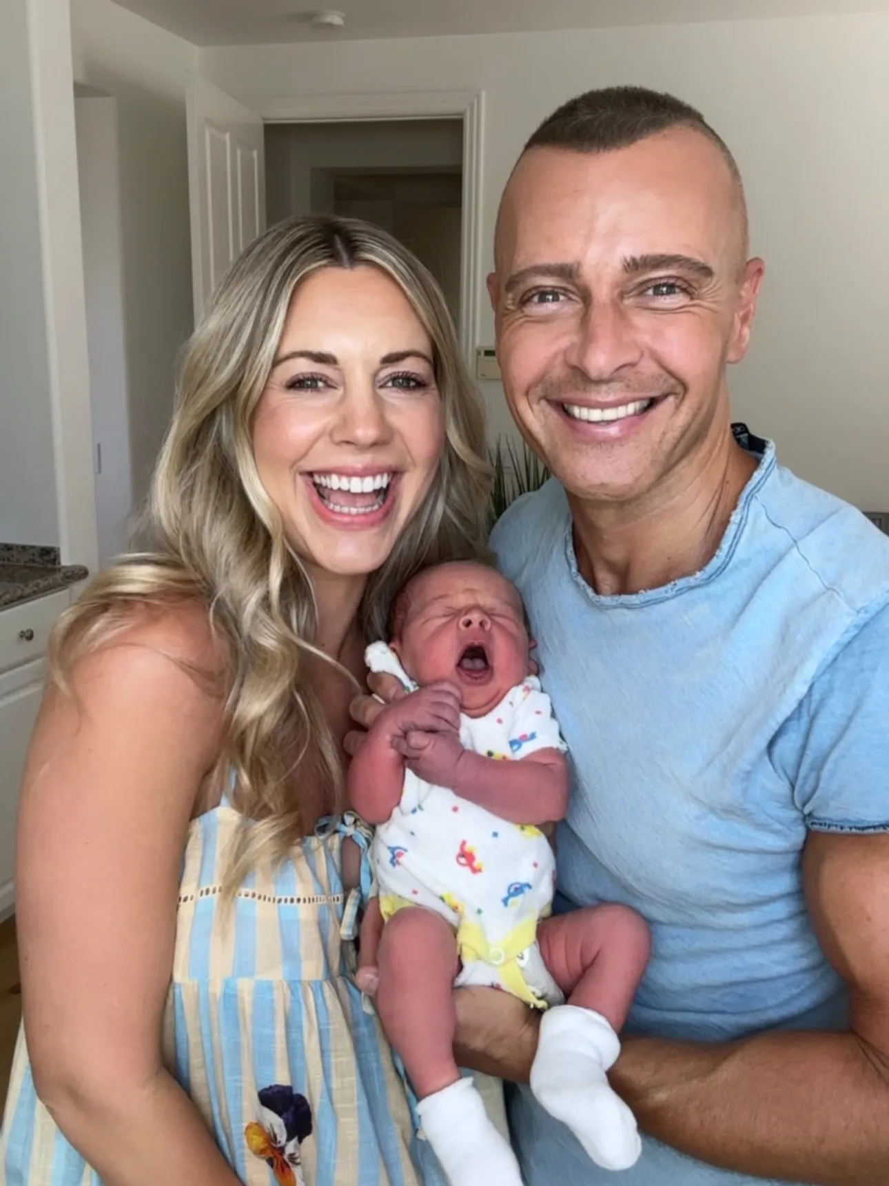 Joey Lawrence and Samantha Cope with their newborn son.