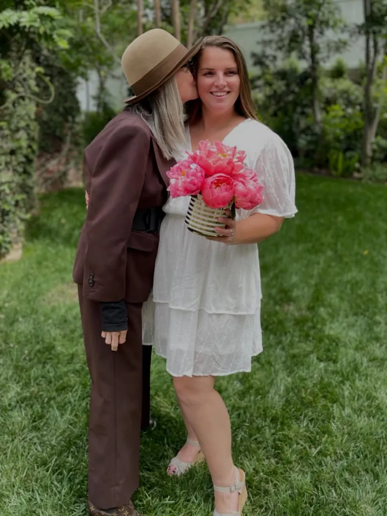 Diane Keaton kisses her daughter Dexter Keaton White on the cheek, October 2010.