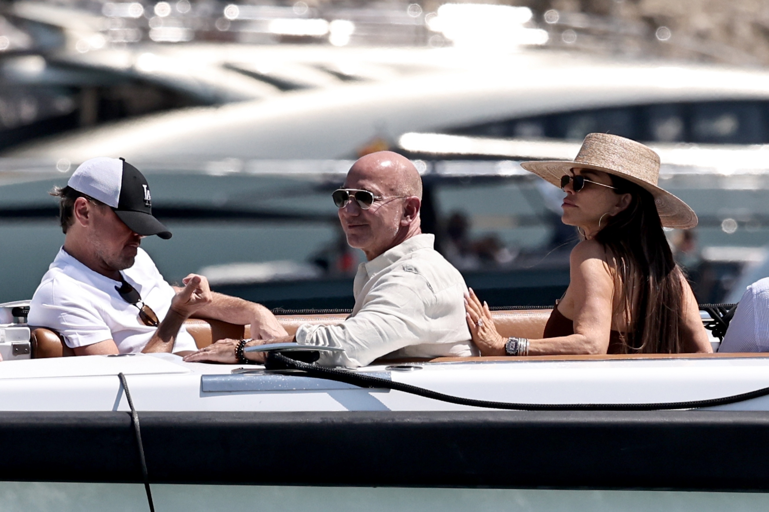 Jeff Bezos and Lauren Sanchez aboard Koru