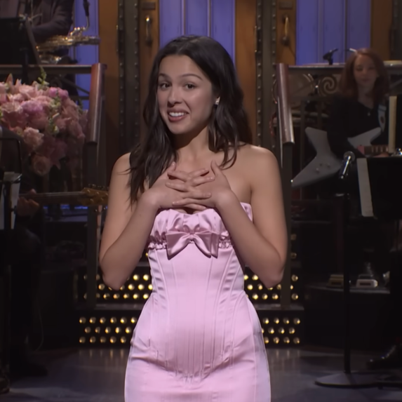 Olivia Rodrigo mocked her former Disney Channel co-star Jake Paul during her hosting gig on "Saturday Night Live." - NBC