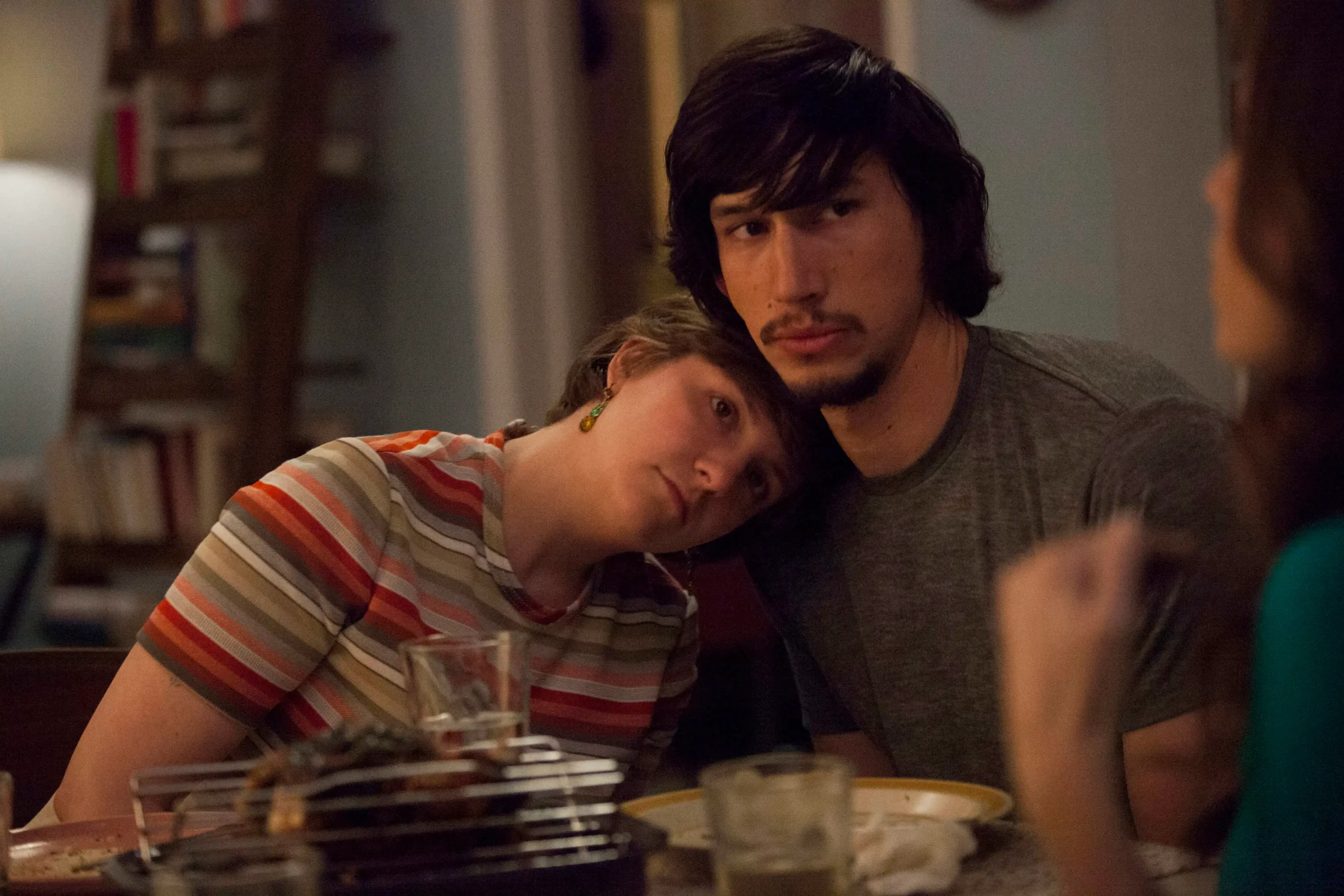 Lena Dunham and Adam Driver on the set of Girls.