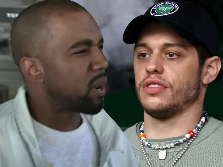 Composite image of Kanye West and Pete Davidson at separate events