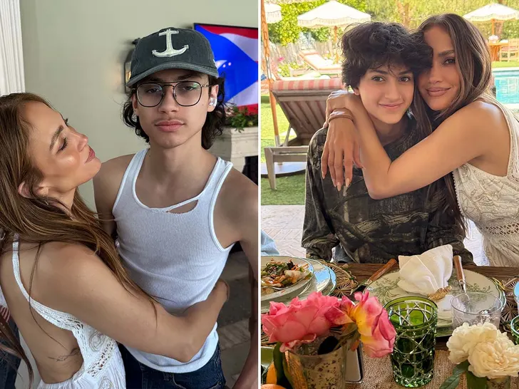 Jennifer Lopez with twins Max and Emme at a Memorial Day gathering