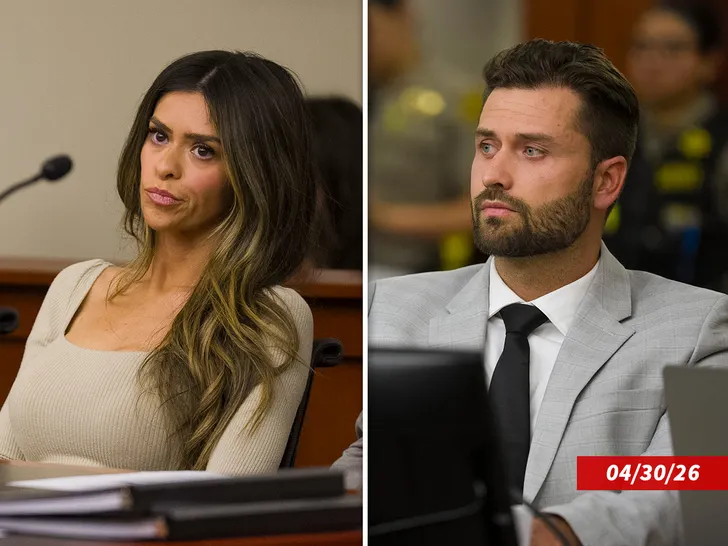 Split image of Taylor Frankie Paul and Dakota Mortensen in a courtroom-related setting.