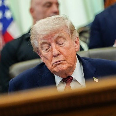 President Trump closes his eyes in the Oval Office on April 18 - Daily Mail US