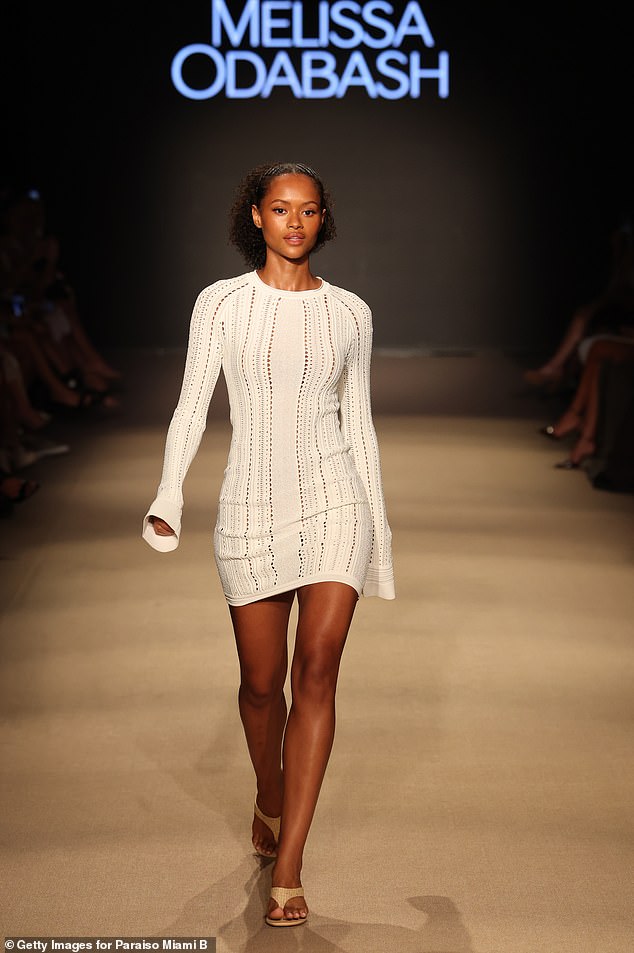 Crochet in Riviera white on the runway from Melissa Odabash's 2026 collection