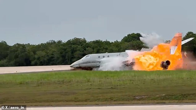 Flames erupt at La Romana International Airport after a Gulfstream jet crash.