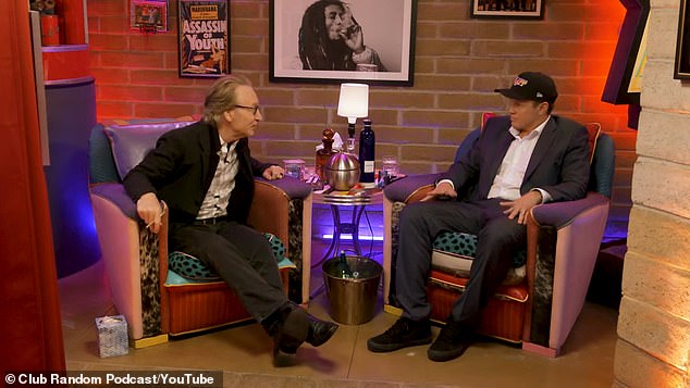 Bill Maher and Spencer Pratt speaking together during a sit-down conversation