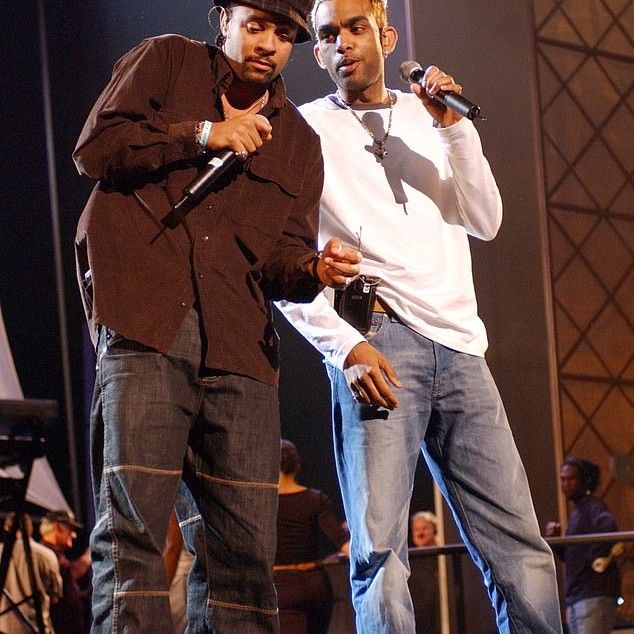Shaggy (left) and Rik Rok rehearse at the 2002 American Music Awards at the Shrine Auditorium in Los Angeles - Daily Mail