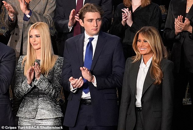 Barron Trump attends the 2026 State of the Union with Melania Trump and Ivanka Trump.