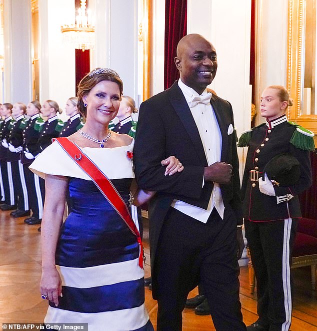 Princess Martha Louise and Durek Verrett at a gala dinner in Oslo, 2022