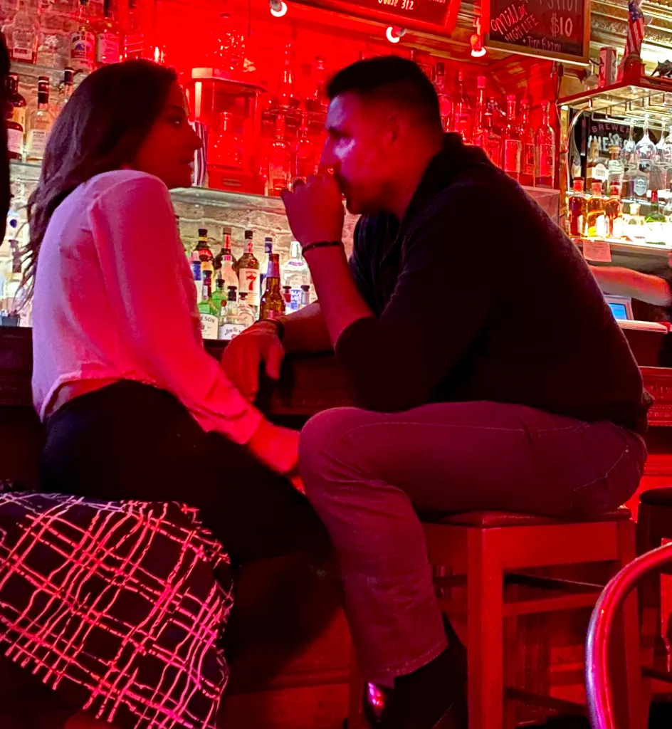Mike Vrabel and Dianna Russini together at a New York City bar.