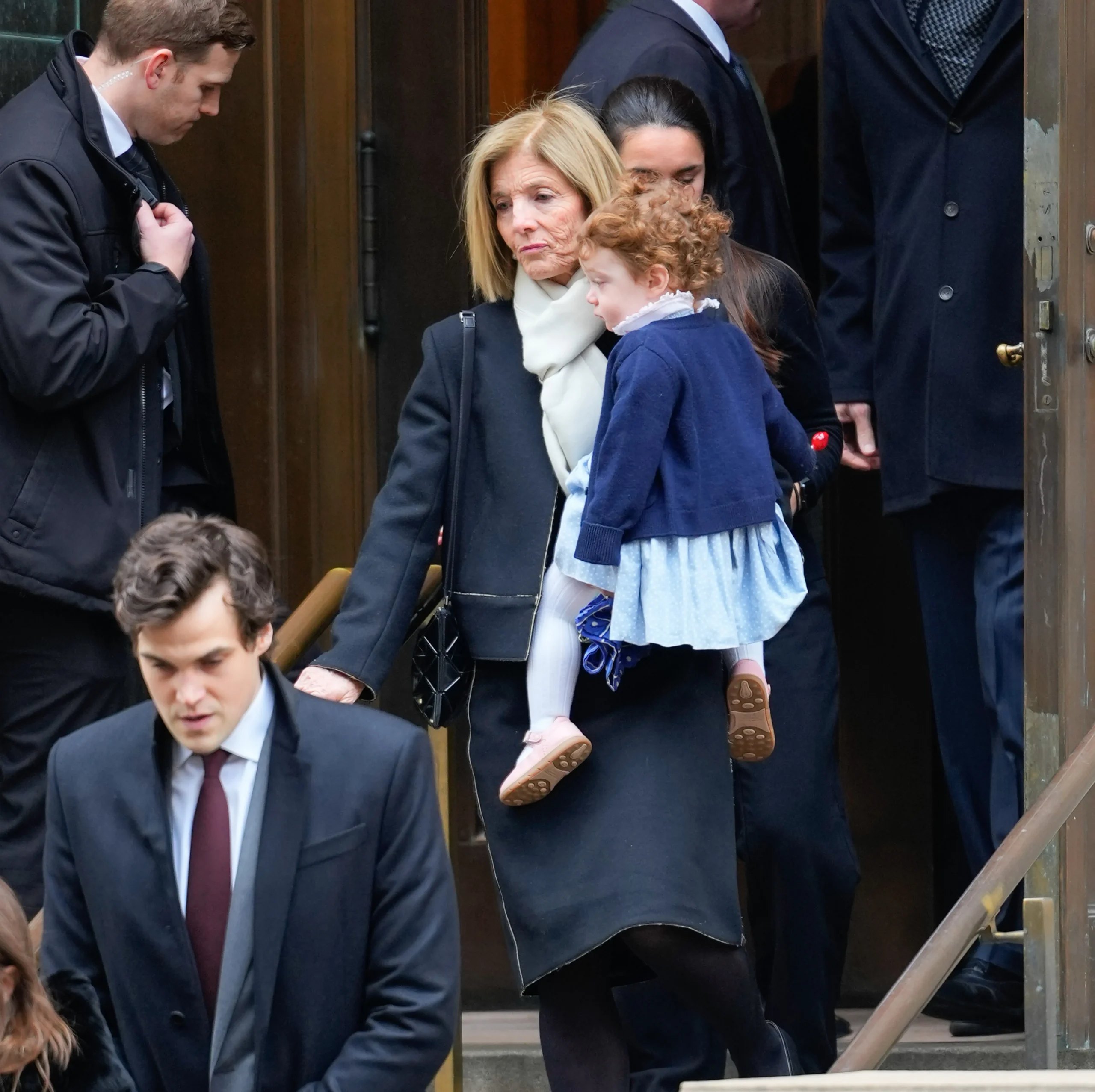 Caroline Kennedy with a grandchild outside St. Ignatius Loyola in New York City.