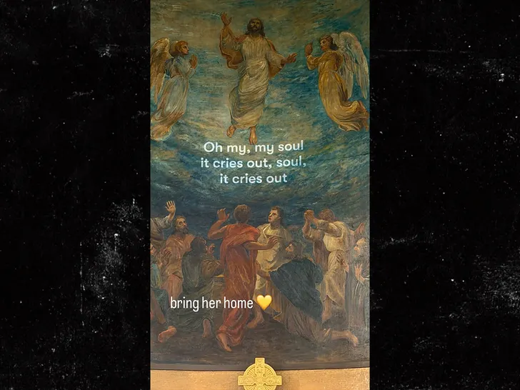 Savannah Guthrie's Instagram Story showing a painting of Jesus' ascension overlaid with the plea, "bring her home." (Instagram/@savannahguthrie)