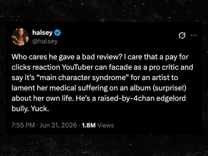 Screenshot of Halsey's X post responding to Anthony Fantano.