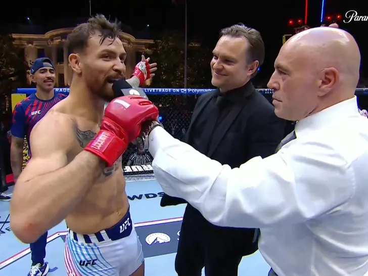 Mauricio Ruffy speaks in the Octagon after his White House KO, just before proposing to Nadine