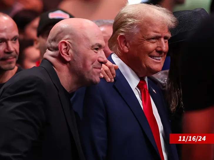 Donald Trump with UFC president Dana White at a UFC event, relevant to the White House fight card plans.