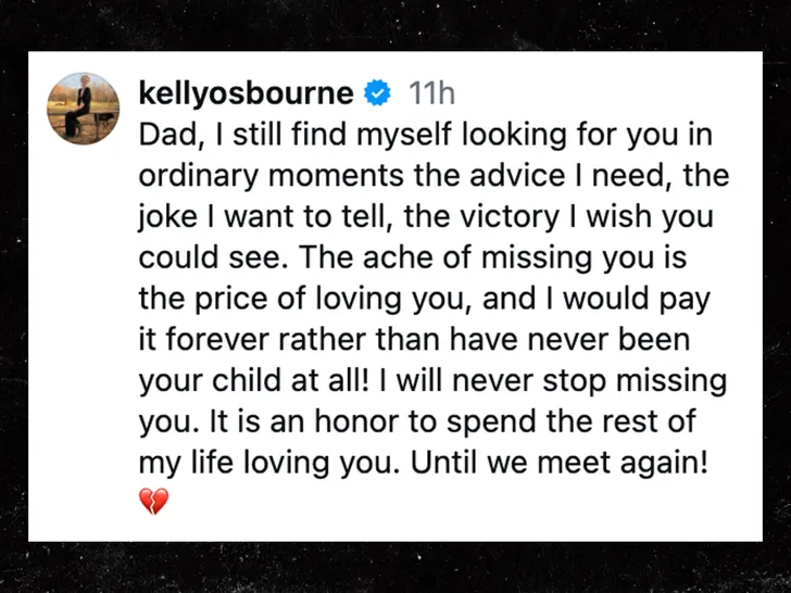 Screenshot of Kelly Osbourne's Instagram Father's Day tribute.