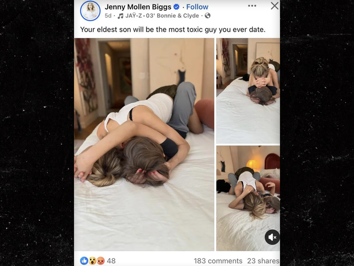 Screenshot of Jenny Mollen's now-deleted Facebook post with her 12-year-old son that sparked backlash.